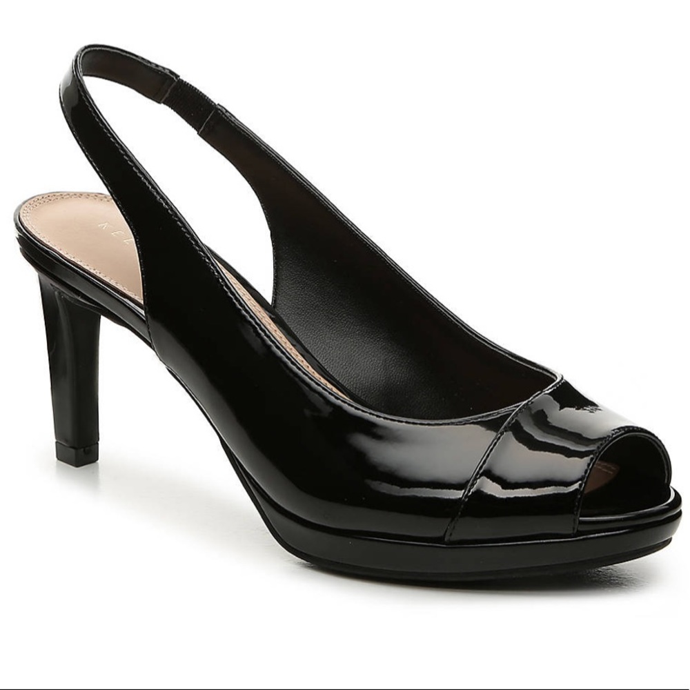 Kelly & Katie Nerani Black Patent slingback pump